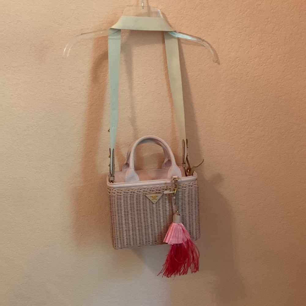 Prada 1BG835 Midollino Canap Bag in Pink (Pesca).  Like new. Dust cover/Cert.